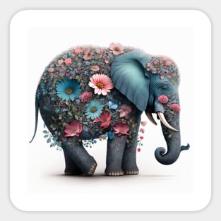 Beautiful Flowered Elephant Sticker